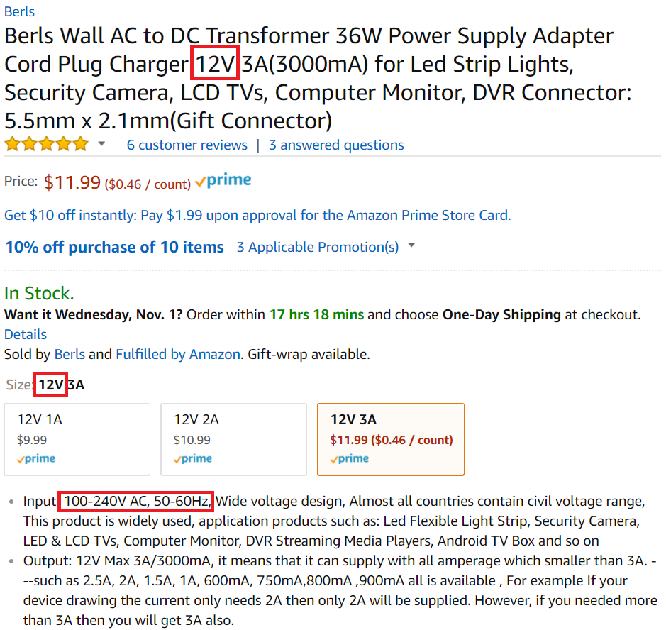 12V 10A Power Suppy Adapter - COOLM AC 100-240V to DC 12V 120W LED Driver  Transformer Switching Transformer Charger 5.5mm x 2.5mm DC Plug for LED