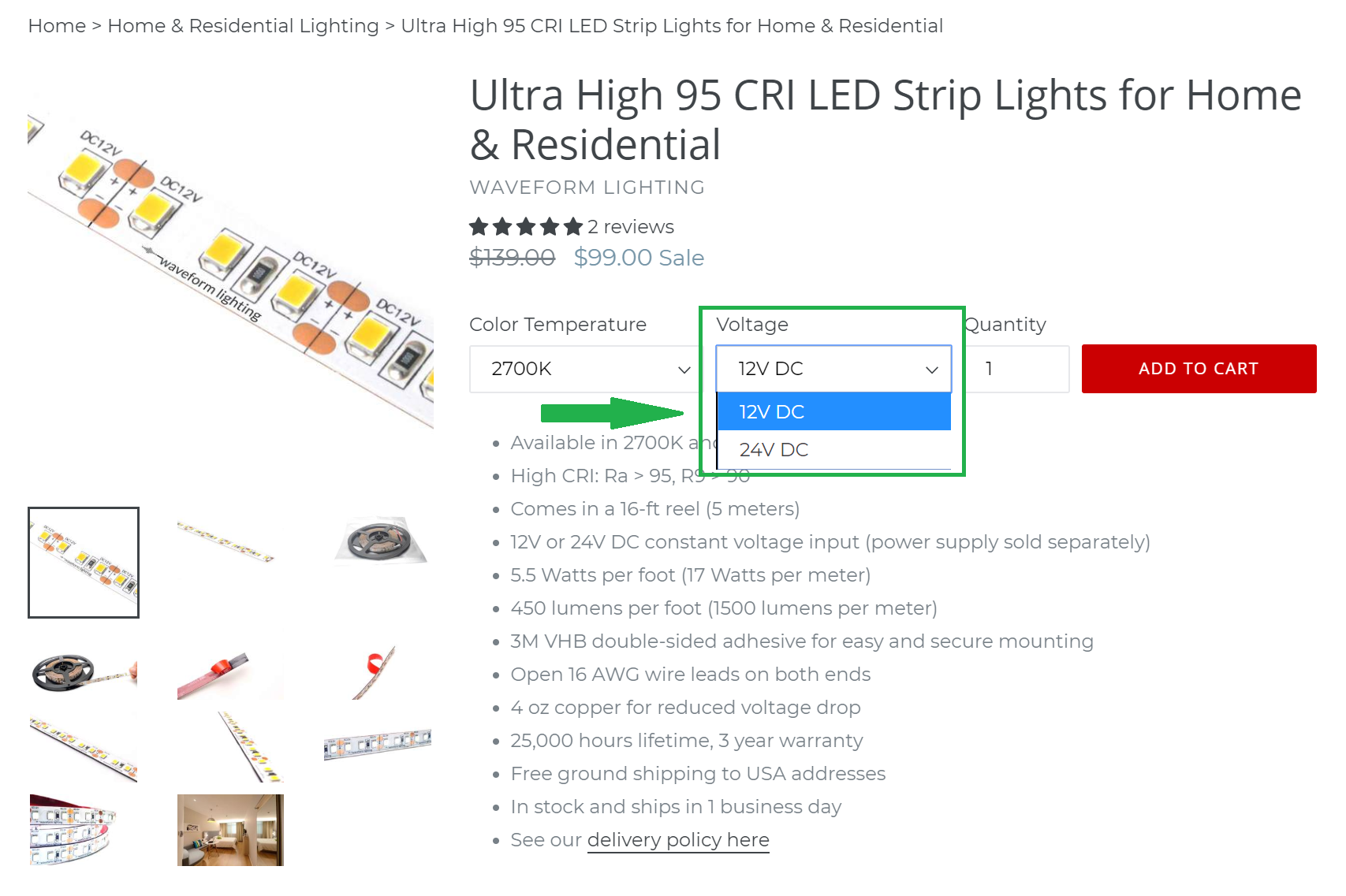 Recessed In-wall LED Strip light CRI 95 16ft Power Supply Aluminum Channel 